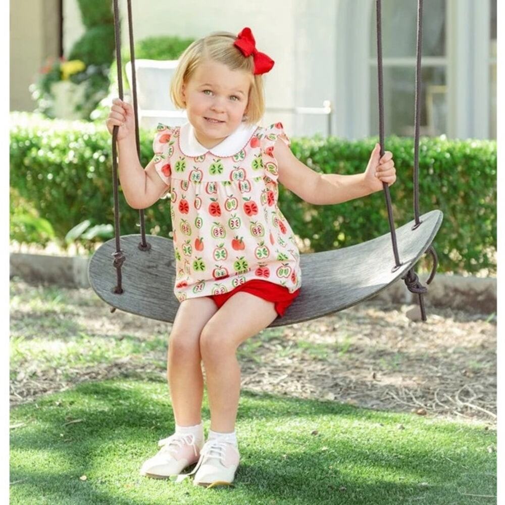 Proper Peony Pima Girls Red Gala Apples Bloomers Set NWT size 12mo